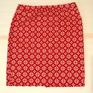 Boden Pink Red & White A Line Skirt with Side Pockets Size 12R